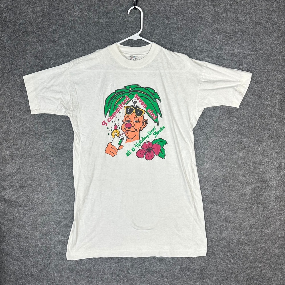 7 Sins at Holiday Inn Aruba Vintage Single Stich‎ 70-80s T-Shirt Men's 46